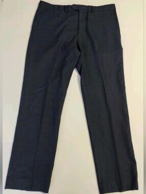 J. CREW Men Bowery 100% Wool Navy Windowpane Dress Pants Size 36x32